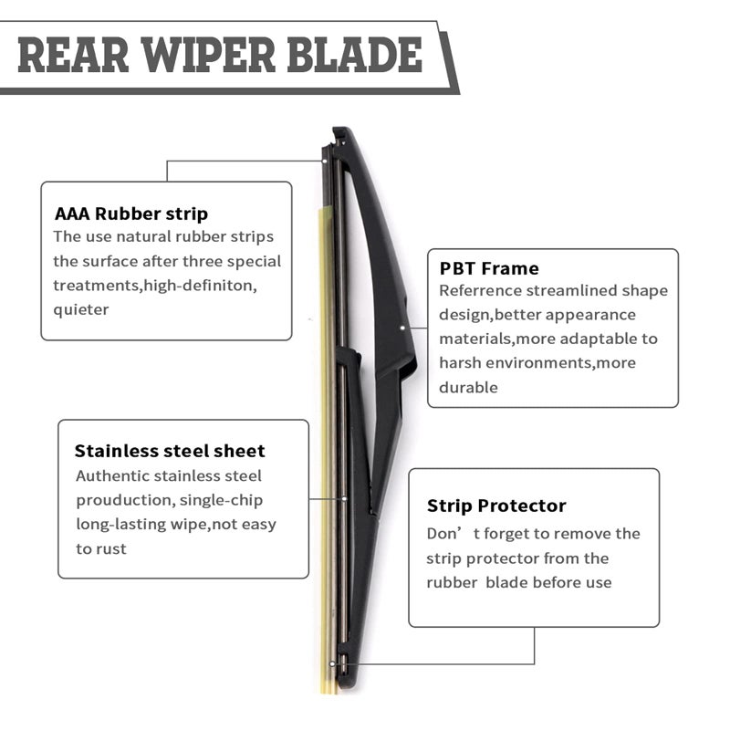 HODEE (Pack of 2) Rear Wiper Blade Set Replacement for Jeep Renegade 2015-2020,Rear Window Accessories,Back Windshield Assembly - Image 4